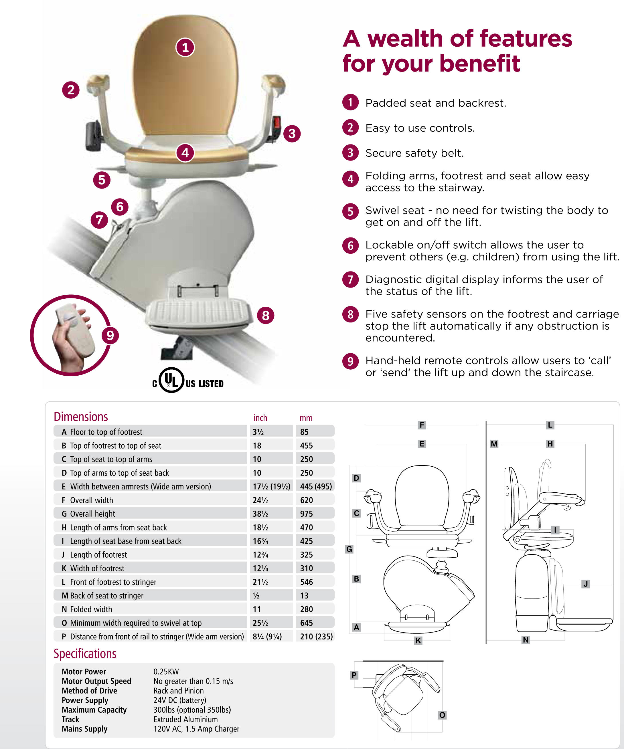 Acorn 130 Chairlift brochure information